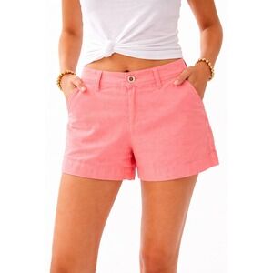 Lilly Pulitzer Coral Pink Casual Resort Women's Shorts Preppy‎ Size 6 LINEN